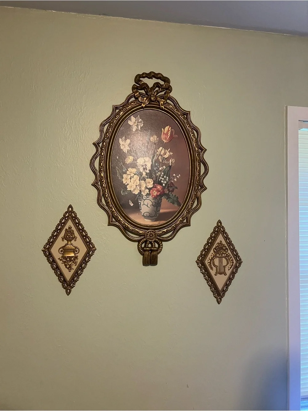 Ornate Gold Floral Wall Plaque Set - Classic Home Wall Decor